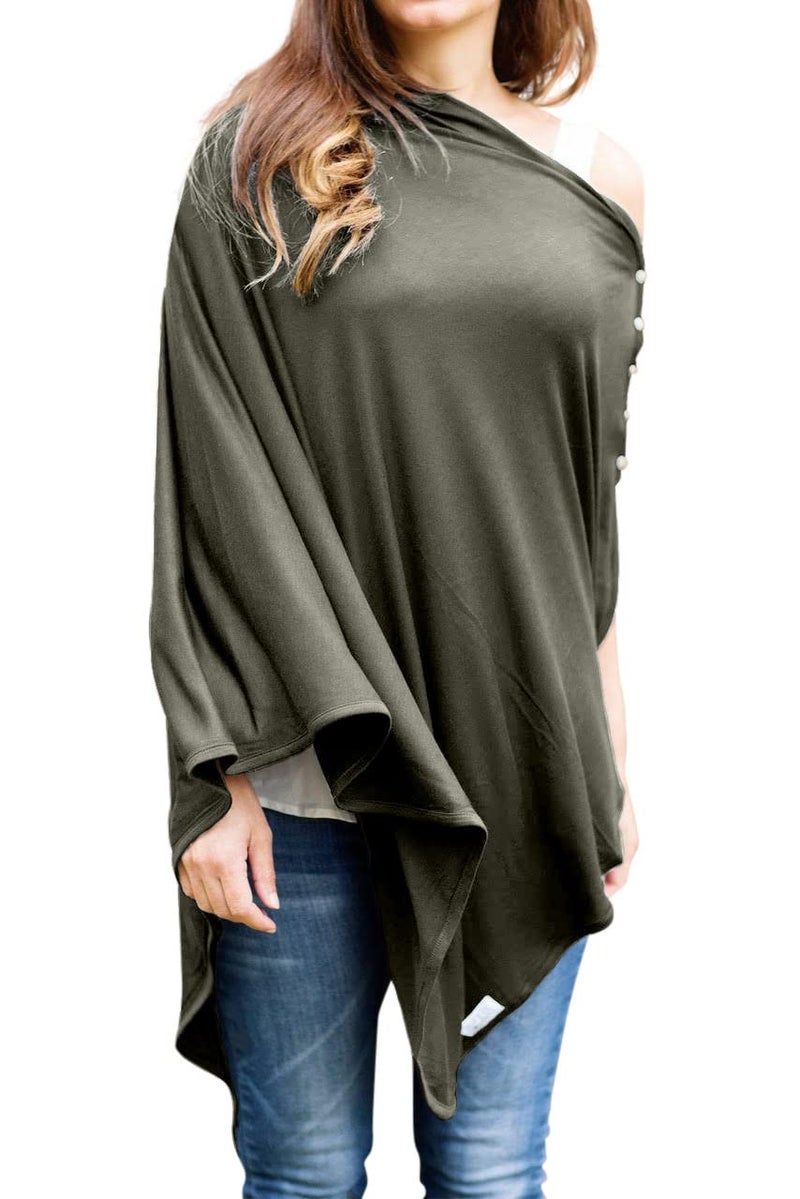 Byrd & Blume Maternity Nursing Cover Breathable Lightweight Breastfeeding Cover Wrap Shawl Scarf Poncho Full 360 (Olive, One size) - Image 1